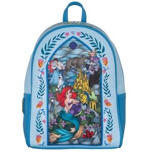 COLLECTION LOUNGE EXCLUSIVE LOUNGEFLY LITTLE MERMAID STAINED GLASS BACKPACK